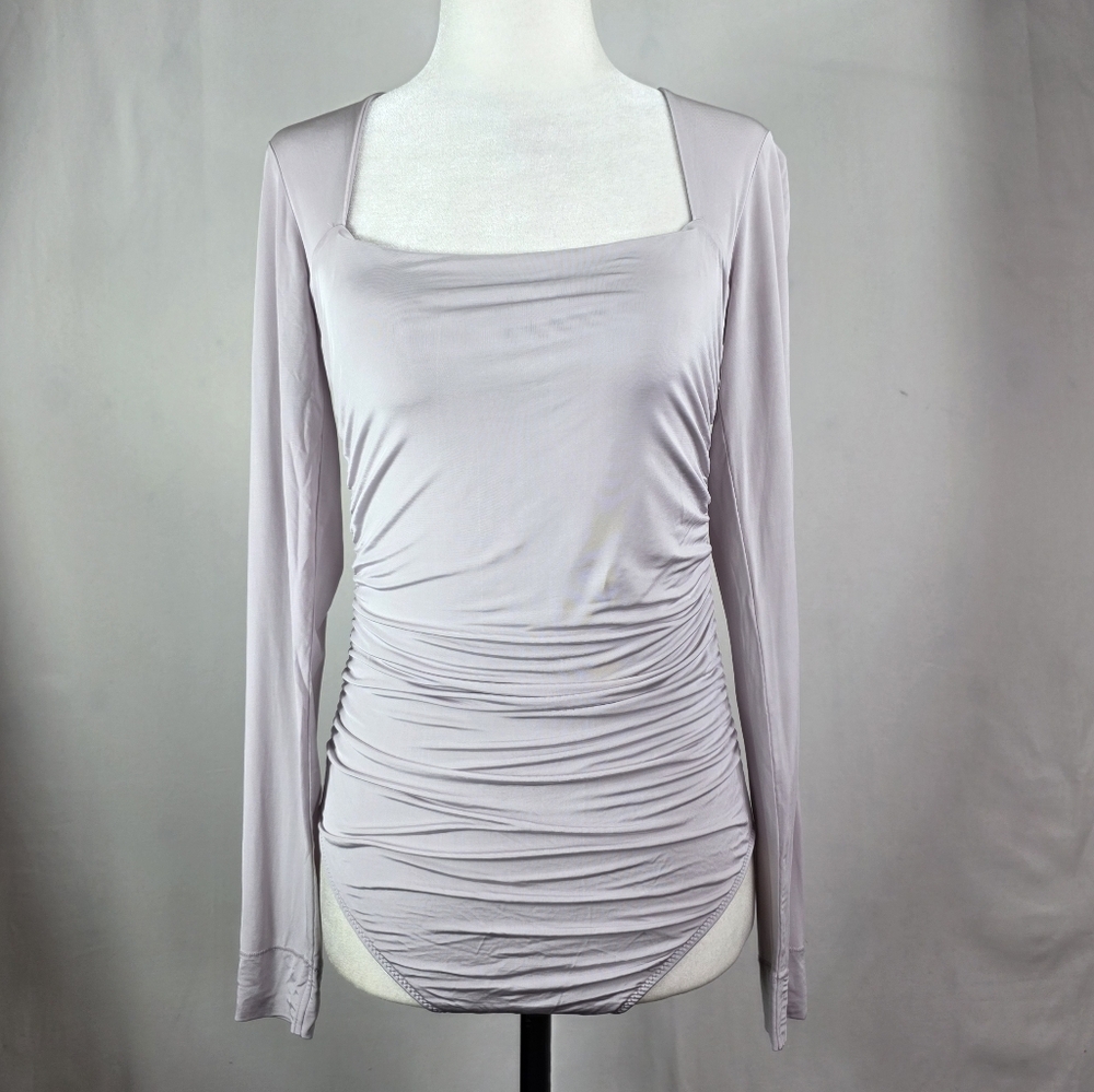 Ganni long sleeves square neck body suit